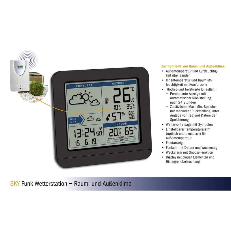 TFA Dostmann station wireless Sky, 35.1152.01, sensor, indoor and outdoor,