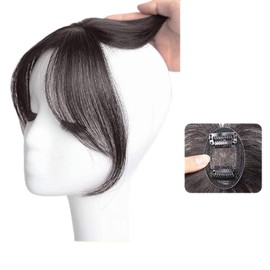 Human Hair Topper With Bangs,Real Hair Toppers For Women Uk, Thick Side Bangs Clip In Real Human Hair Bangs Natural Clip On Side Bangs Straight Fringe Hair Extensions Hairpieces
