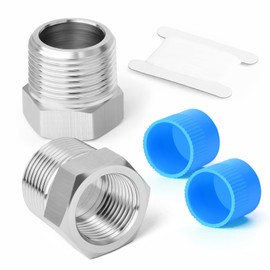 ERGAOBOY Pack of 2 3/8 inch female thread BSP to 1/2 inch BSP male thread forging reducer hex bushing, suitable for pipe connections