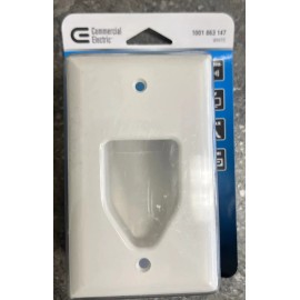 Commercial Electric 1-Gang Recessed Low Voltage Cable Wall Plate - White 9