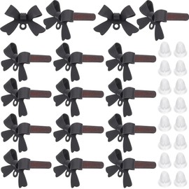 SOFPLATE 1 Box 40Pcs Bow Earring Findings Black Earring Posts Hypoallergenic Bowknot Safety 925 Sterling Silver Alloy Earring Studs with Ear Nuts and Loop Earring Posts for jewellery Making Supplies D