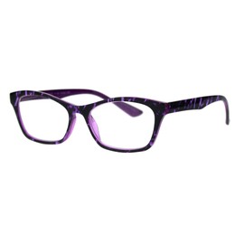 SA106 Womens Rectangular Marble Print Plastic Strength Reading Glasses Purple Marble
