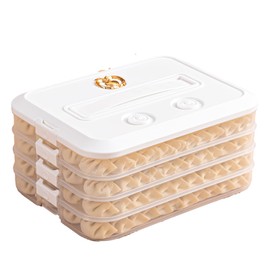 Rzmyencg 4-Layer Food Storage Containers with Lids,Cookie Storage Containers,Good Sealing Dumpling Box,Stackable Snack Container,Time Recoder