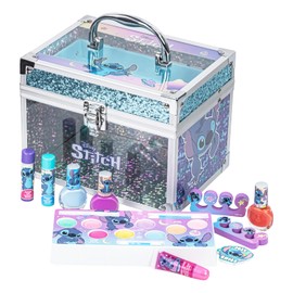Stitch Train Case Beauty Set, Kids Makeup Set for Girls, Real Washable Makeup Set, Game Makeup, Party Gift, Birthday, Age 3 4 5 6 7 8 9 10 11 12 by Townley Girl