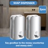 2Pcs Commercial Soap Dispenser Stainless Steel 800ml Wall Mount Manual