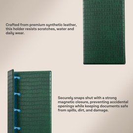 CoBak Car Registration and Insurance Holder with Magnetic Compartment - Vehicle Glove Box Organizer for Driver License, Cards, Emergency Cash - Auto Truck Accessories Case, Dark Green