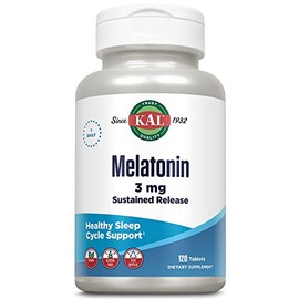 KAL Suplemento de melatonina de 3 mg para adultos, apoyo para dormir y descansar con vitamina B6 para hombres y mujeres, disolución rápida, promueve c