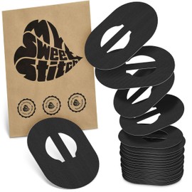 MySweetStitch - 25 x Enlite Guardian Plasters, Overpatch Diameter 80 x 65 mm, Inner (Bridge) Diameter 10 mm, Waterproof, Breathable, Skin-Friendly, Made in Germany, Black