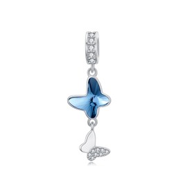 MISTBEE Butterfly Charm for Women 925 Sterling Silver Blue Crystal Butterfly Charm for Bracelets Butterflies Jewelry Gift for Christmas Birthday