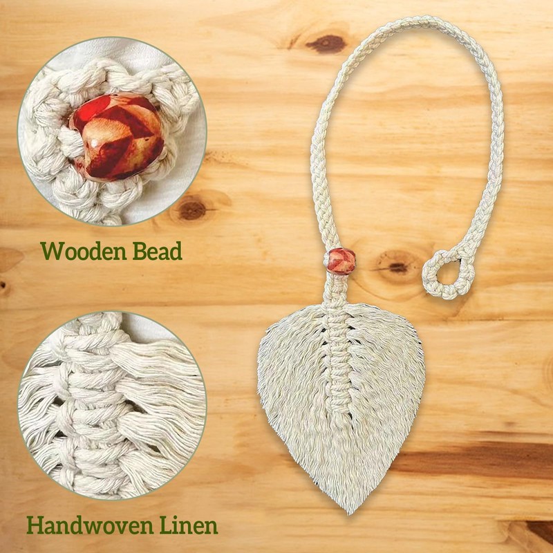 2-Pack Bohemian Cotton Leaf Curtain Tiebacks with Beaded Decoration –