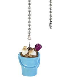 Ceiling Fan Pull Chain - 12 Inch Blue Beach Bucket Ceiling Fan Pull Chain Extender with Ball Chain Connector,Pull Chains for Ceiling Fans and Lights,Decorative Fan Pull Chain Pendant Extension