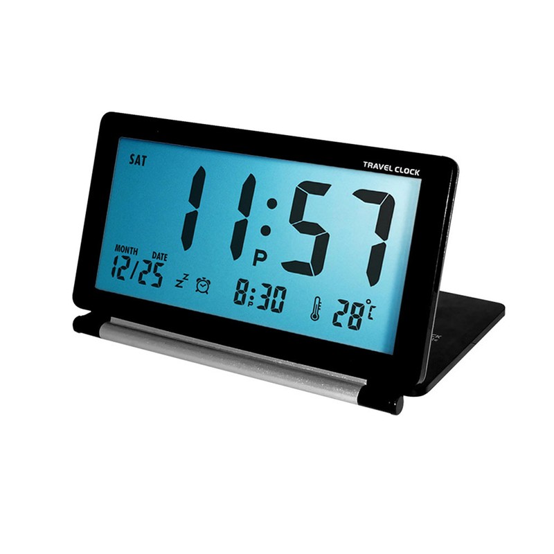 Digital Travel Alarm Clock Battery Operated LCD Clock with Date