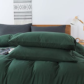 SAMZPAO 100% Jersey Cotton Pillow Cases of 2 - Ultra Soft Pillow Covers 2 Pack with Envelope Closure (Dark Green, Queen)
