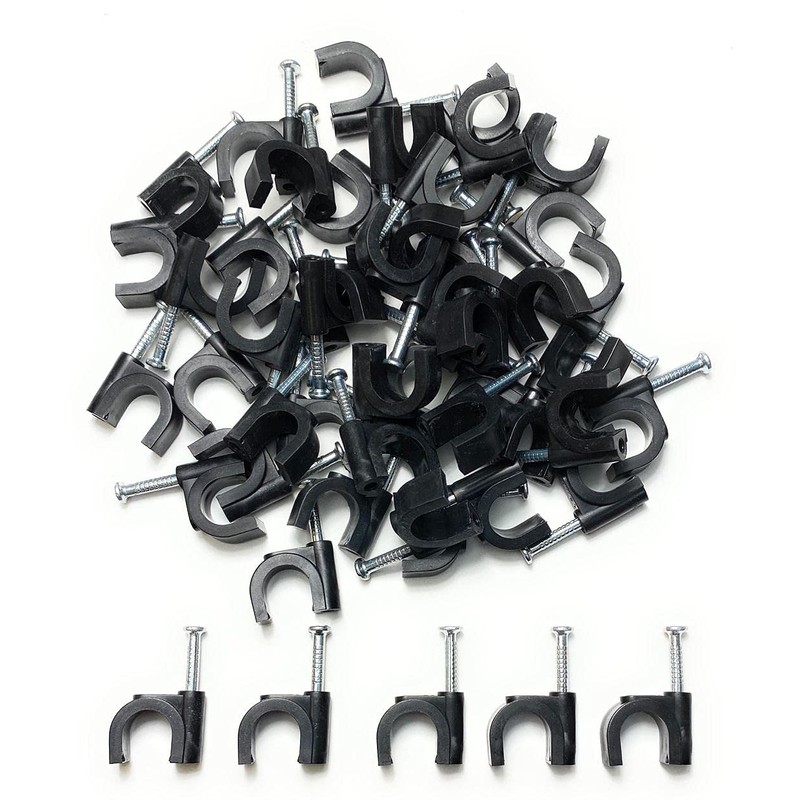 500 x 9mm Black K Type Round Cable Clips