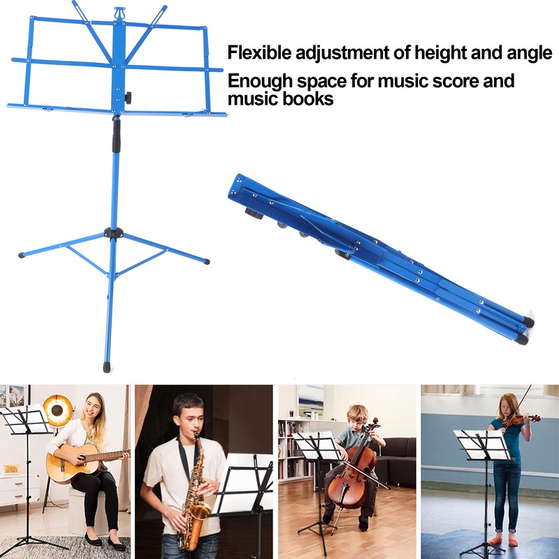 Small Music Stand Metal Portable Shelf Easy Assemble Lift Fold