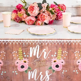 Sparkle and Bash Rustic Plastic Tablecloth for Weddings (54 x 108 in, 3 Pack) - Table Cloth - Plastic Table Cloth Disposable - Tablecloths - Wedding - Bridal Shower