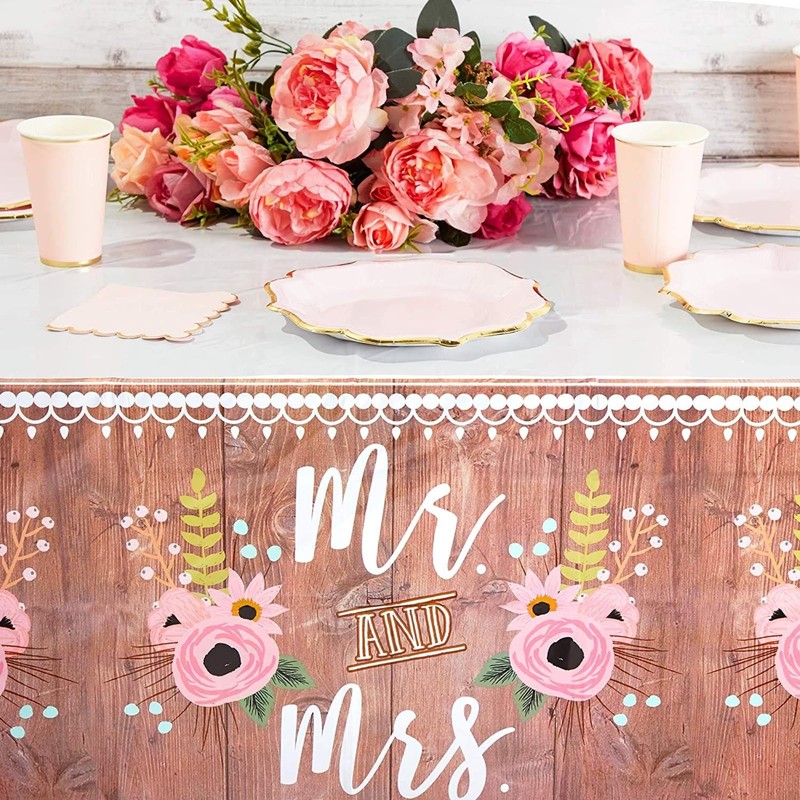 Sparkle and Bash Rustic Plastic Tablecloth for Weddings (54 x
