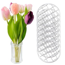 Chinflly Mason Jar Flower Frog Lids,Insert Metal Flower Lid Insert Flower Organizer Lid,2.76 Inch Replacement Insert Holder Lid with Square Grids for Regular Mouth Mason Jars,Pack of 8