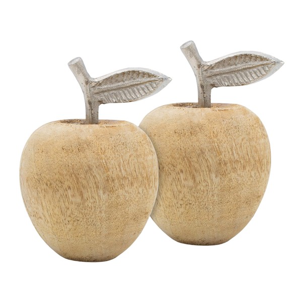 Spetebo Decorative Fruit Set Apple, 15 cm, Mango Wood Figures, Rustic Table Jewellery