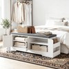 GRUSIGN 39.6" Shoe Storage Bench with Cushion, Entryway Shoe Cabinet,