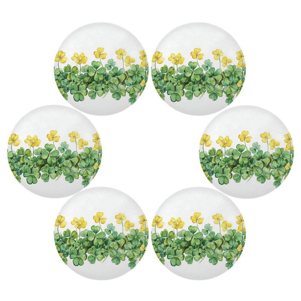 St. Patrick's Day Placemats Watercolor Green Clover Leaves Round Placemats