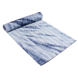 Traditional Jaipur Shibori Cotton Kantha Quilt Soft Cotton Hippie Tie Dye Bedspread Handmade Shibori Indigo Kantha Blanket Bohemian Bed Linen Indigo Blue Tie Dye