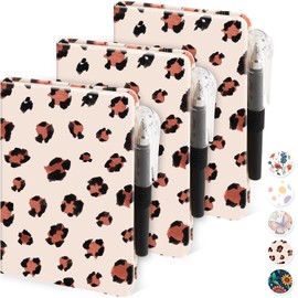 NIRMIRO Small Journal Notebook, 3 Pack Mini Pocket Notepad with Pen, A6 (3.7" x 5.7") Leopard Cover Lined Notebook Journals for Women, 100GSM Paper, Prefect for Office Home School Supplies