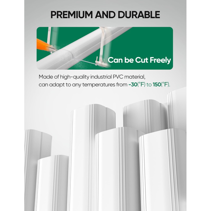 Plusluck 3" 22.5Ft Mini Split Line Set Cover, PVC Ductless
