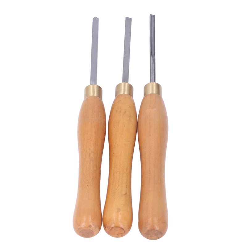 3Pcs Wood Lathe Turning Tool Chisel Beech Handle Steel Insert