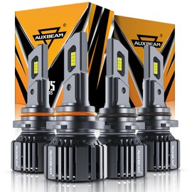 Auxbeam 9005 and 9006 Combo Bulbs, 40000LM 600% Brighter 9005/9006 Fog Light Bulbs, 6500K White, 6-Layer Cooling System, 20% Smaller Size, Orange Rings for 9005, Black Rings for 9006