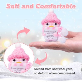 CoFuBcad Christmas Positive Penguin, Crochet Emotional Support Penguin Doll Hat Scarf Animal with Positive Messages Knit Knitted Wool Doll for Christmas Party Decoration Encouragement Gift