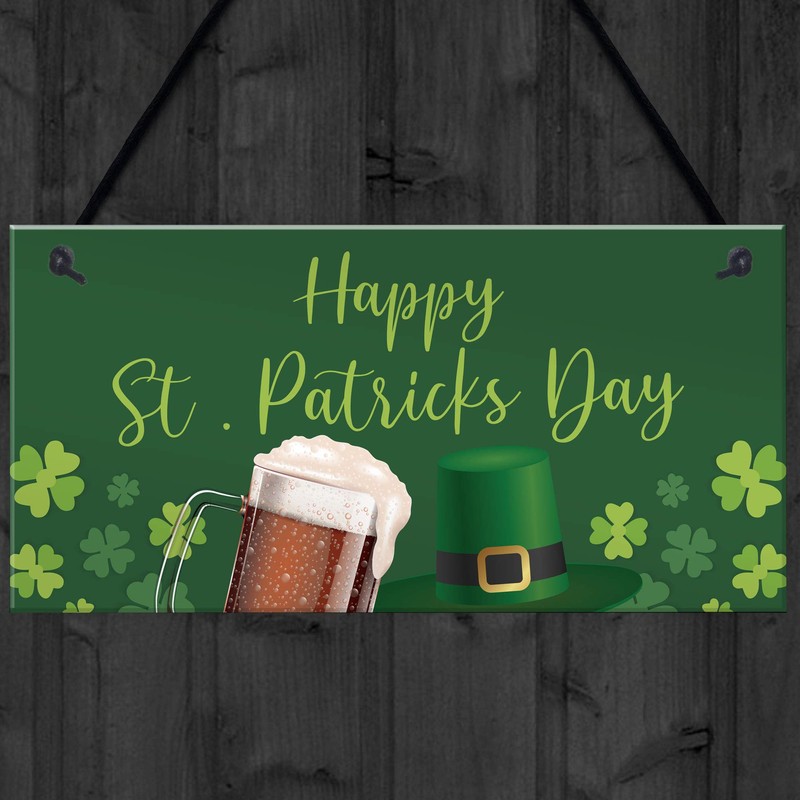 RED OCEAN Happy St Patricks Day Decorations Hanging Sign Novelty