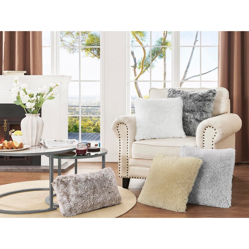 NordECO HOME Decorative Cushion Covers, Cuddly, Fluffy, Soft, Plush, Artificial