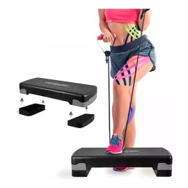 ShopMall Step Banco Aerobics Ejercicio Fitness Crossfit Ajustable Color Gris