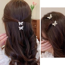 4Pcs Mini pearl Rhinestone Hair Clips Butterfly Hair Clips Mini Butterfly Hair Clips for Women (Style1, One size)