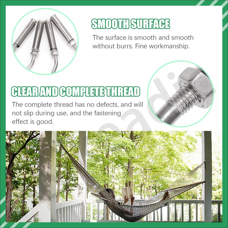 Keadic 6Pcs M10 Expansion Hook,304 Stainless Steel Concrete Wall Hook,
