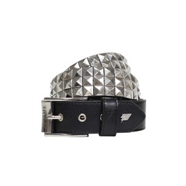Lowlife Triple S Studded Leather Belt in Black and Silver size 32" - 34" Waist (M)