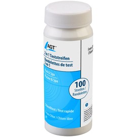 AGT Litmus Paper Pool: Set of 100 2-in-1 Water Test Strips for pH Value and Free Chlorine/Bromine (Laboratory Papers Pool, Quick Test Pool, Paper)