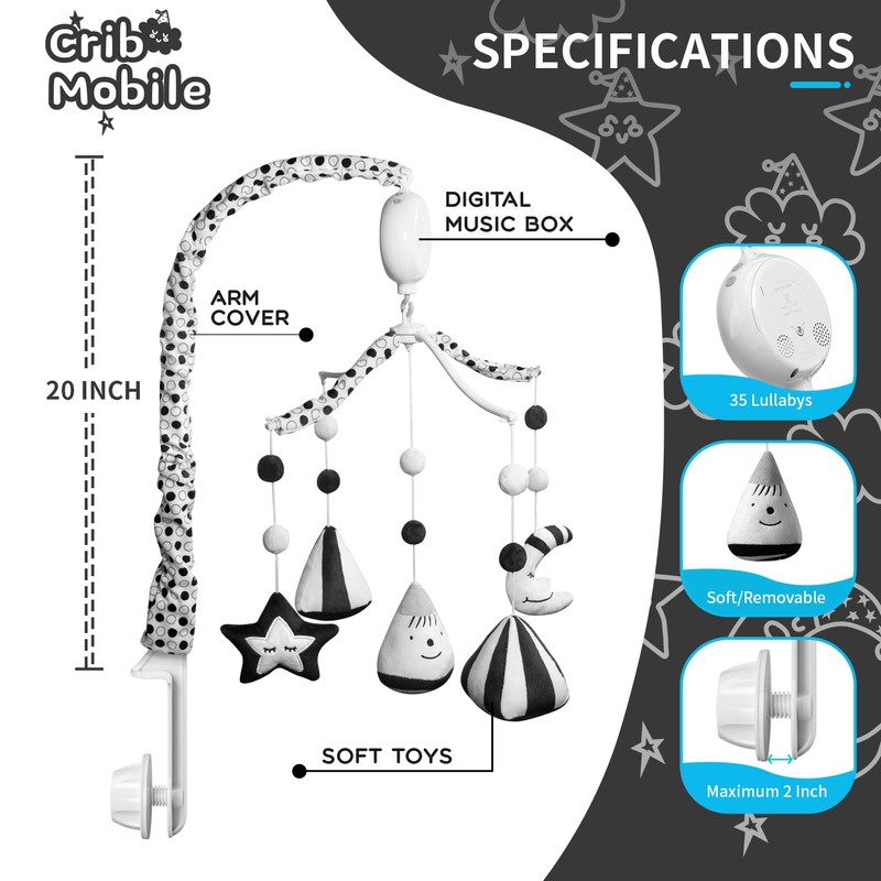 FEISIKE Baby Crib Mobile, Crib Toys Hanging with 35 Lullabies,