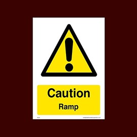 Caution Ramp Plastic Sign with double sided fixing tape (WG41) - Men Working, Very Hot Water, Mind Head, Mind Step, Water, Hot, Vehicles, Fragile Roof