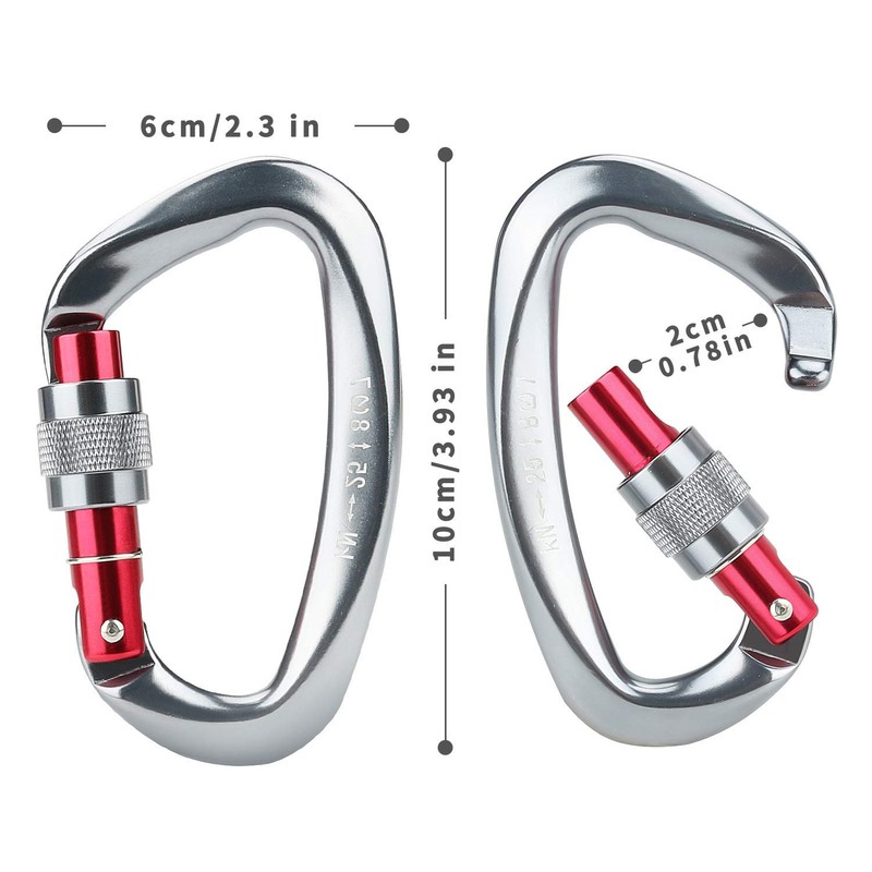 Onlygreen Carabiner, Ultra Lightweight, Load Capacity: 55.5 lbs (25 kg)