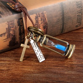 Cupimatch Stainless Steel Vintage Religious Jesus Christ Crucifix Cross Charm Pendant Link Bead Chain Necklace Black, Base Metal