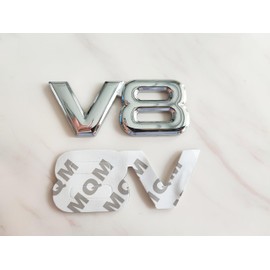 2 Metal V8 Badges, 3D car Truck Badges, Stickers, car Decorations for car Accessories (Silver)