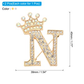 PATIKIL Letter Brooches Pins, Initial Rhinestone Alphabet Letter Lapel Pins for Women Suits Dress Coat Clothing Craft