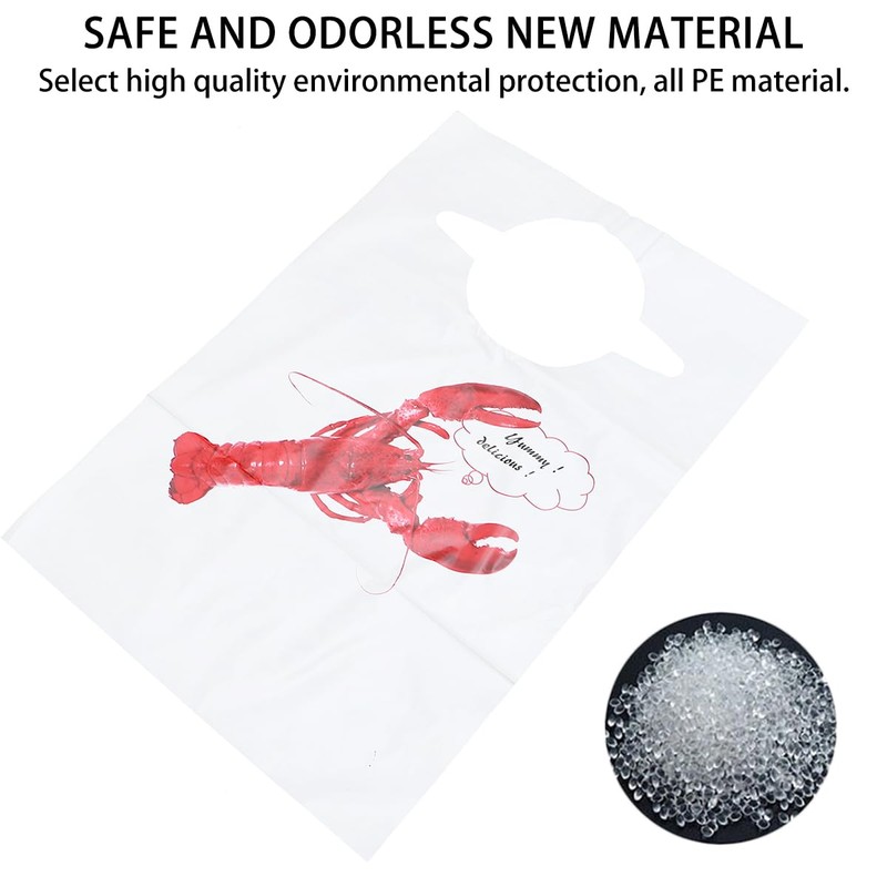 Disposable Bibs: 100PCS Plastic Crawfish Bibs Crab Lobster Bibs for
