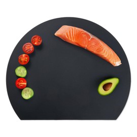 Sign Kingdom Passo-mn01-m-bk Round Cutting Board, Heat Resistant, Thin, Lightweight, Dishwasher Safe, Round, Slim, M, Non-Slip, Anti-Bacterial, Non-Slip, Half Circular, Soft Blade Cutting Board,