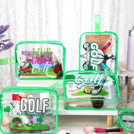 Reginary 12 Pcs Golf Gifts Golfer Cosmetic Bag Golf Waterproof PVC Pouch Golf Team Makeup Bag Gifts Inspirational Handbag Purses Organizer Accessories for Women Lover Player