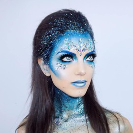 Go Ho Blue Body Glitter Stick,Rave Festival Glitter Makeup,Rotating Mermaid Face Glitter Stick,Holographic Glitter for Face/Body/Hair/Eye,Sparkling Face Glitter Makeup Body Glitter for Women