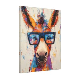 Graffiti Donkey Canvas Wall Art Colorful Banksy Donkey Pictures Pop Art Painting Funny Donkeys Prints Modern Animal Artwork for Bathroom Living Room Bedroom Office Framed Wall Decor 12"x16"