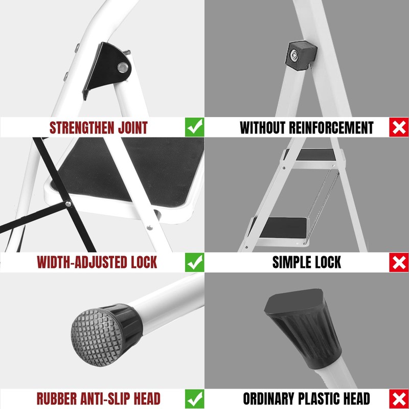 BIG RED Ergonomic 4 Step Folding Ladder with Anti-Slip Pedal: